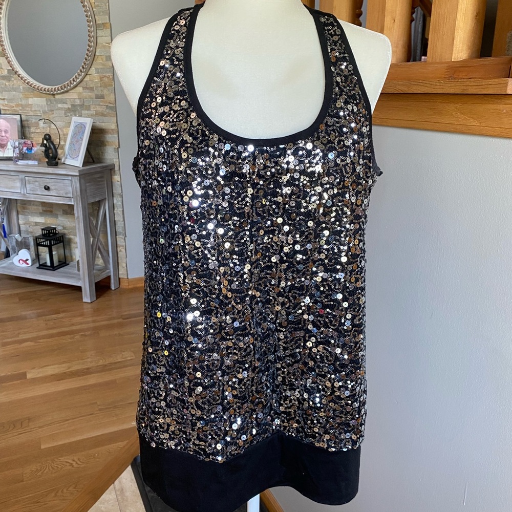 Deb Black and Silver Sequin Tank Top